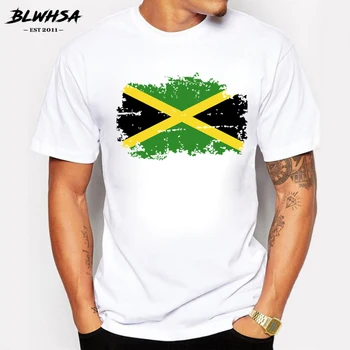 BLWHSA Jamaikos Vėliavos, marškinėliai Vyrams Vasaros trumpomis Rankovėmis Medvilnės, prekių Ženklų, Dizaino marškinėliai Juokinga, Jamaikos Nacionalinė Vėliava Vyrų Drabužiai.