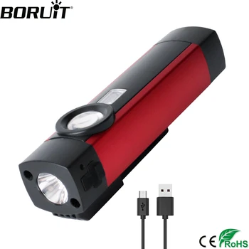 BORUiT XPE COB LED Nešiojamas Žibintuvėlis su 2vnt 395nm UV šviesos Fakelas, 4-Mode Įkrovimo Darbą Šviesos Magnetinis Lempos