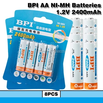 BPI 8Pc/3card 1.2 V AA 2400mAh Baterijos + 8Pcs/3card AAA 900mAh Baterijos NI-MH AA/AAA Akumuliatorius