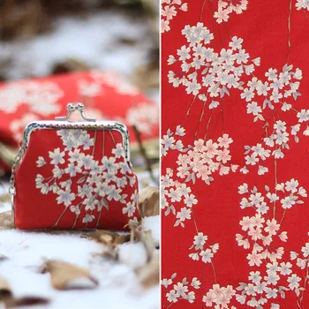 BZ8 100*140cm Naują Vyšnių Žiedų Raudona Juoda Japonų Stiliaus Medvilnės Audinio Suknelė Kratinys 