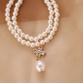 Bacolod Multi-layer Perlų, Kristalų Gėlių moteriški Karoliai Mados Vestuvių Dalyvavimo Šalies Papuošalai, Aukso Spalvos Choker Karoliai