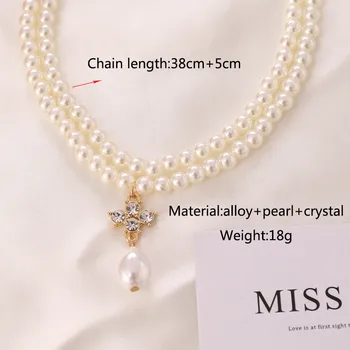 Bacolod Multi-layer Perlų, Kristalų Gėlių moteriški Karoliai Mados Vestuvių Dalyvavimo Šalies Papuošalai, Aukso Spalvos Choker Karoliai