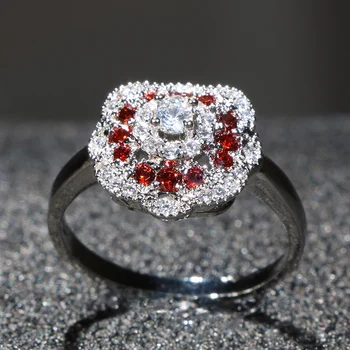 Bague Ringen klasikinis 925 sterlingas sidabro žiedai žavesio moteris su ruby cirkonis apvalios formos brangakmenių lady šalies didmeninės dovanų
