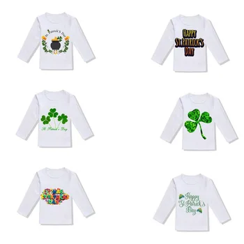 Bamblys Kūdikių Mergaitės Berniukai St Patrick Diena Marškinėliai Airijos Nacionalinė Diena Viršūnes supilkite enfants modis Vaikų berniukas drabužius D4