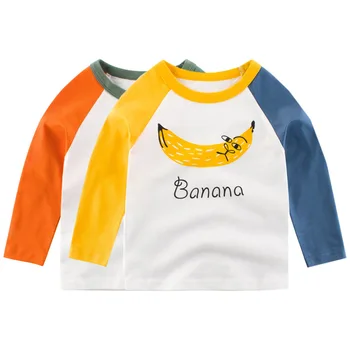 Bananų Spausdinti Marškinėliai Berniukams, Mergaitėms 2020 M. Rudens Mados Prekės ženklo Naujų Didmeninės Kūdikių Long Sleeve T-shirt už Berniukas Viršūnes, Vaikams, Drabužiai, 2-9Y