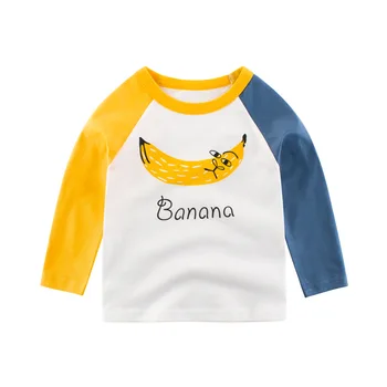 Bananų Spausdinti Marškinėliai Berniukams, Mergaitėms 2020 M. Rudens Mados Prekės ženklo Naujų Didmeninės Kūdikių Long Sleeve T-shirt už Berniukas Viršūnes, Vaikams, Drabužiai, 2-9Y