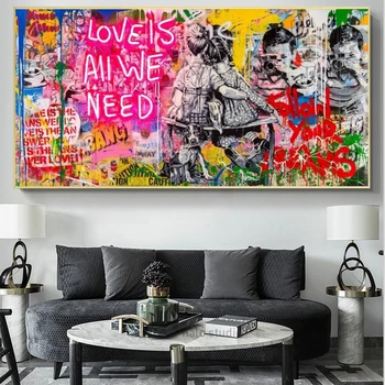 Banksy Meno Meilė yra Viskas, ko Reikia Drobės, Paveikslai Ant Sienų, Menas, Plakatų Ir grafikos Gatvės Menas, Grafiti, Nuotraukų, Namų Puošybai