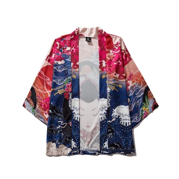Bebovizi Prekės 2019 Žmogus Drabužius Japonija Stilius, Plonas Kimono Vyrų Japonijos Vasaros Streetwear Ukiyo-E Spausdinimo Skraiste Striukė