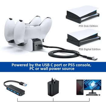Belaidžio Doko, Baterijos Kroviklis Sony PS5 Playstation Play Station PS 5 Valdytojas Jungiamojo Įkrovimo Priedai Gamepad Kontrolės