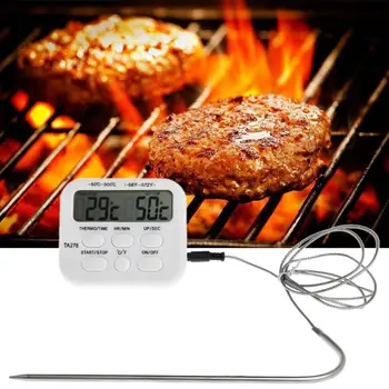 Bevielis Skaitmeninis LCD GRILIS Termometras Zondas Skaitmeninis Gaminimo mėsa ir Mėsos produktai Orkaitės Termometras Laikmatis Kepimo GRILIS Rūkalius Temperatūra