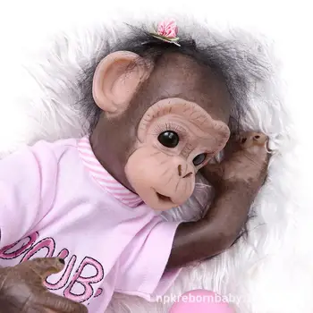 Beždžionė Baby Doll, 40CM Rankų darbo Išsamius Dažų Reborn Baby Monkey Naujagimiui Kolekcines Meno