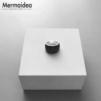 Black CZ Kokteilis Žiedai, sidabro padengtą Blue Stone bižuterijos Madinga Jubiliejų Dovana Moterims, Vyrams 2020 Naujas