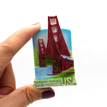 Brazilija atrakcija turistams, suvenyrų 3D šaldytuvas magnetai, šaldytuvas įterptas Golden Gate Bridge Tailandas Paryžiaus, Monako pasaulio turistų
