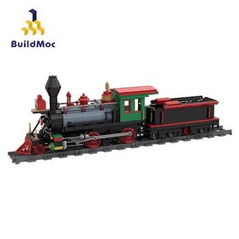 BuildMoc Miesto Traukinių Rinkiniai Retro Kalėdų Garo Traukinio Geležinkelio Elektros Įrangos Pardavimas, Biuro Įrangos Variklio Statyba Blokai, Plytos Miesto Žaislas Vaikams