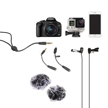 COMICA Išmanusis telefonas Dual galvos Lavalier DSLR Fotoaparato Mikrofonas skirtas Iphone Sony A7R A6300 GoPro Interviu Vlogging 