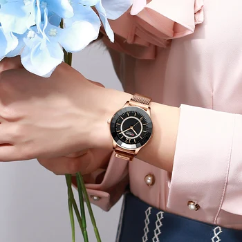 CURREN Žavinga Kvarcas, kalnų krištolas Žiūrėti Mados Dizaino Laikrodžiai Moterims Nerūdijančio Plieno Juosta Laikrodis Moterų Prabanga reloj mujer