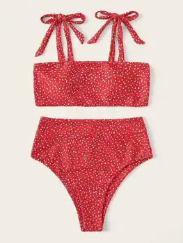 Cikini 2020 Naujas Moterų Seksualus Mados Polka Dot Bikini Dirželis Retro Padalinta Paplūdimio Push Up Brazilijos maudymosi kostiumėlį