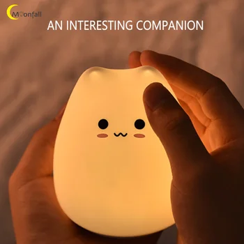 Cmoonfall cute kačių led naktinis apšvietimas lamparas lampki nocne, miegamojo lampada inteligente de mesa anime šviesa, kūdikis naktį lempa