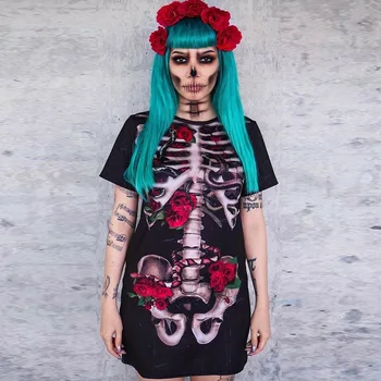 Cosplay Perukas Halloween Kostiumai Moterų Suknelė Baisu Skeletas Lavonas Tiltas Vampyras Velnias Dieną Mirusiųjų Kaukolės Karnavalas Šalis