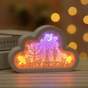 Creative 3D Debesų Knyga Drožyba Šviesos USB Miegamojo Lovos Vienaragis Naktį Lempa Namų Puošybai Apšvietimo Vestuvių, Gimtadienio dovana