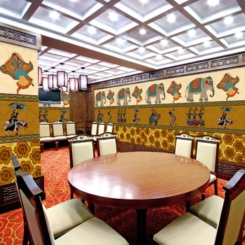 Custom 3d Sienų Freskos Nuotrauka Retro Indijos stiliaus dramblys tapetai, jogos, fitneso, sveikatos muziejus, viešbutis didelės freskos sienos popieriaus