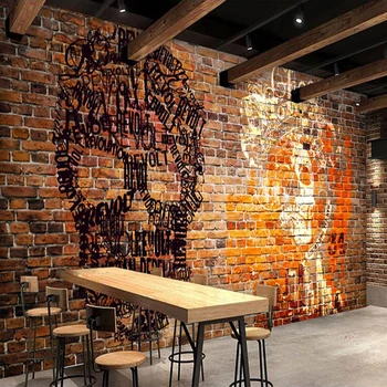 Custom Sienų Tapetai, 3D Retro Grafiti Plytų Sienos, Baras KTV Fono Sienos Popieriaus Europos Stiliaus Kūrybos Sienų Tapyba-Freskos