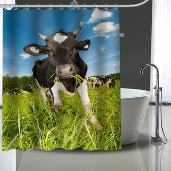 Custom karvė Dušo Užuolaidos Su Plastikinių Kabliukų Modernus Audinys Vonios Užuolaidos Namų Dekoro Užuolaidos Pasirinktinis vaizdo