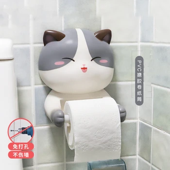 Cute kačių giminystės audinių laikiklis gyvūnų sienų apdailai tualetas laisvas smūgis vonios sieniniai kūrybos tualetinio popieriaus laikiklis