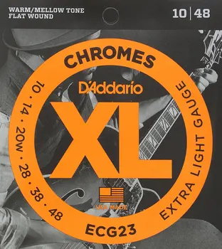 D'Addario ECG23 Chromes Butas Žaizdos Elektrinės Gitaros Stygos, Papildomas Žibintas, 10-48