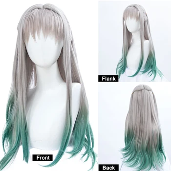 DIANQI Ilgai anime cosplay perukai nene yashiro specialios perukas ombre žalia žalia sintetinių plaukų moteris kasdien dėvėti perukai