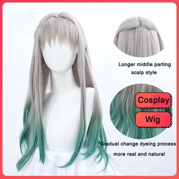 DIANQI Ilgai anime cosplay perukai nene yashiro specialios perukas ombre žalia žalia sintetinių plaukų moteris kasdien dėvėti perukai