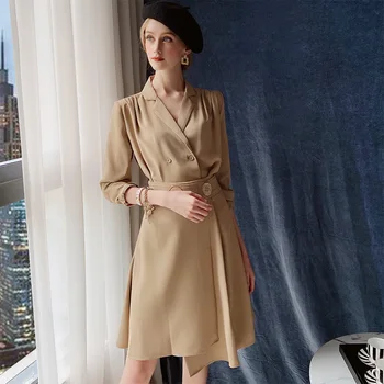 Dabuwawa Elegantiškas Švarkas Tiktų Moterims Įpjovomis Dviejų dalių Prašmatnus Kietas Padalinta Suknelė + Blazers 