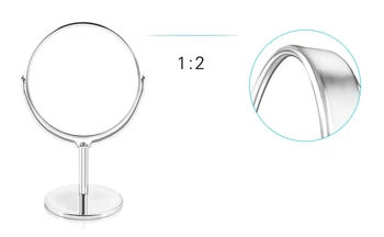 Darbalaukio atnaujinamų makiažo veidrodėliai stovėti makiažas didinamąjį 2X lentelė veidrodėliai, Apvalūs / Ovalo formos dvipusis veidrodis, Sidabrinė metalo
