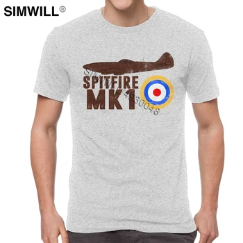 Derliaus Spitfire UK Mk.1 RAF didžiosios Britanijos antrojo pasaulinio KARO Marškinėliai Vyrams Madinga Trumpas Rankovėmis Minkštos Medvilnės Marškinėliai Retro Supermarine Kovotojas Tees