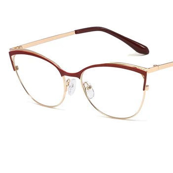 Derliaus cat eye akiniai, rėmeliai moterų mados akiniai tendencijas Metalo rėmas markės dizaineris, optiniai akiniai stilių moterims