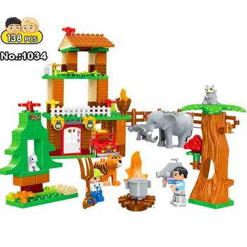 Didelio Dydžio Džiunglių Nuotykių Blokai Beždžionių Gyvūnų Plytų Suderinama LegoIN DuploING Apšviesti Kūdikių Dovanos vaikams žaislų GOROCK