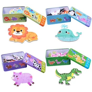 Didelio Dydžio Montessori Vaikų Žaidimas, Medinės Dėlionės, Žaislų, Animacinių Filmų Gyvūnų Eismo Dinozaurų Pora Atitikimo Medienos Pjūklelis Dėlionės Vaikas Žaislas