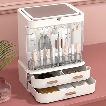 Didelės talpos darbalaukio sudaro organizatorius Dulkėms stalčių tipo organizatorius kosmetika naujų kosmetikos laikymo dėžutė su led šviesa