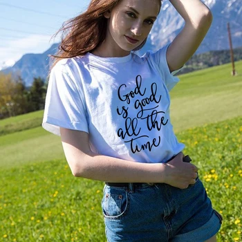 Dievas Yra Geras, Visą Laiką Spausdinti Vasarą Moterys Trumpas Rankovės marškinėliai Grafinis Tees Atsitiktinis Streetwear Tumblr Camisetas Mujer 2020 m.