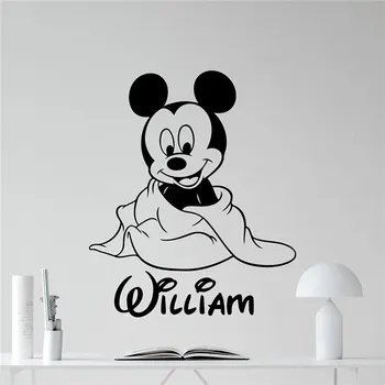 Disney Mickey Mouse Siena Lipdukas Užsakymą Pavadinimas Vinilo Lipdukas, Vaikų Kambarys Berniukas Miegamasis priedai Sienos Meno Darželio Sienų Dekoras