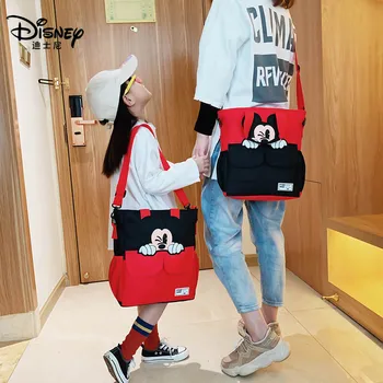Disney Mickey Mouse Vaikų Pečių Maišą Didelės Talpos Moterų Rankinės Lady Mados Hobos Animacinių Filmų Mergina Pirkinių Krepšiai