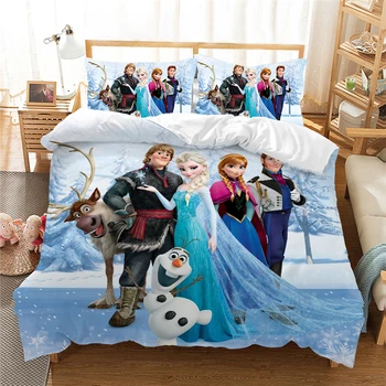 Disney Nauja Anna Elsa Patalynės Komplektas Queen ' King Size Užšaldyti Lova Rinkinys Vaikams Mergina Antklode Padengti Namų TextilesComforter Patalynės Komplektai