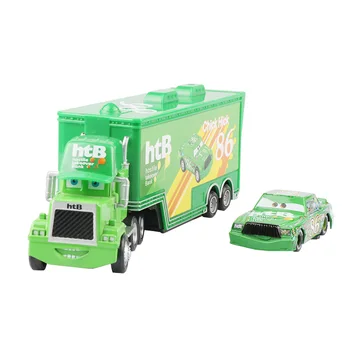 Disney Pixar Automobilių Mack Dėdė Žaibas McQueen Karalius Francesco Jauniklį Hicks Hudson Truck & Car Set 1:55 Diecast Modelis Žaislas Automobilis Dovana