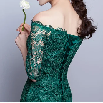 DongCMY Naujas 2020 trumpas mados elegantiškas, vidutinio rankovėmis ir nėrinių, žalios spalvos Šalis tvarstis Kokteilių Suknelė