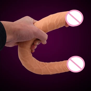 Double dong Lesbiečių sekso žaislai moterims dvigubą vibratorių gėjų ilgai didžiulis dildo realistiškas penis 3 dydis Pasirinktinai dvigubą vibratorių