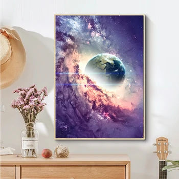 Drobė, Tapyba ūkas planetą visatoje plakatas sienų papuošimai kambarį abstrakčios drobės sienos nuotraukas Menas Naktiniai tapyba