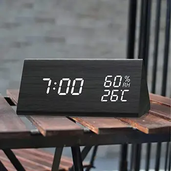 Drėgmės ir Temperatūros Žadintuvas Trikampis Skaitmeninės Kūdikių Kambarys Medienos Laikrodis Išjungti Šviesos LED Elektroniniai Dovanų 2020 karšto sandarinimo