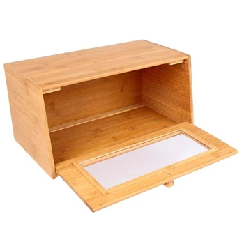 Duona dėžutė su skaidriu durų, bambuko, 38.5 x 22 19 cm virtuvė patogumas
