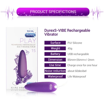 Durex Mini Vibratorius Moterims, 5 Režimai USB Įkrovimo Sekso Žaislai Suaugusiems Analinis Makšties Kulka Klitorio ir G-Spot Skatinti Sekso Produktai