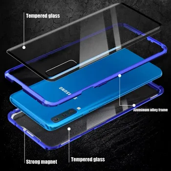 Dvipusis Stiklo Magnetinės Atveju, Samsung Galaxy A71 A51 A70 A50 A31 M31 A11 A7 A30 A40 A41 M21 A10 A8 A9 2018 Apsaugoti Dangtis